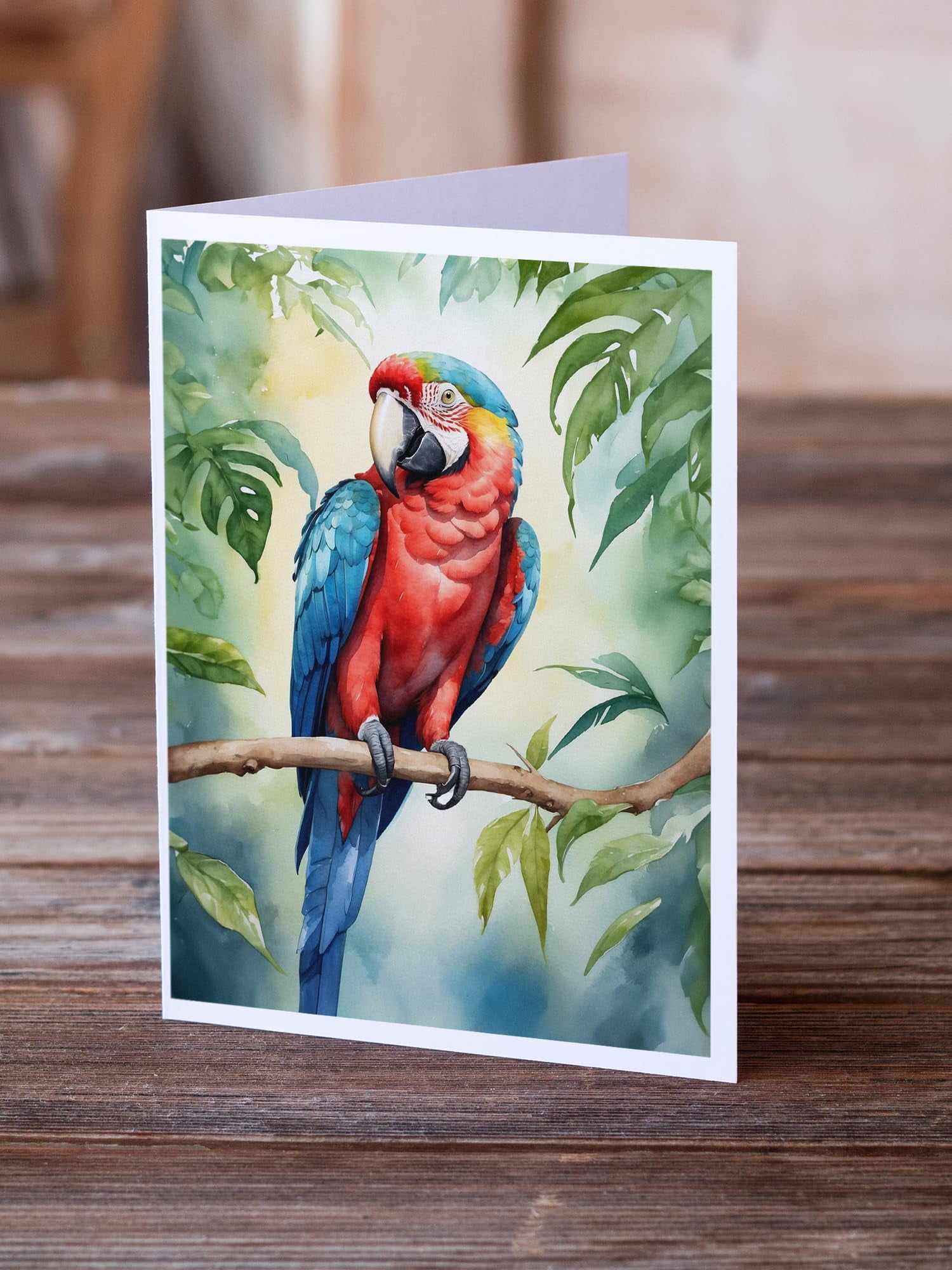 Carolines Treasures DAC7469GCA7P 5 x 7 in. Macaw Parrot Greeting Cards - Pack of 8