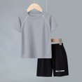 thumbnail image 2 of GCETTIC Kids Boys Outfit Sets, Quick-Dry Short Sleeve Reflective Strip T-Shirt Sports Shorts Summer Active Sets 2-Piece,Size 140, 2 of 8