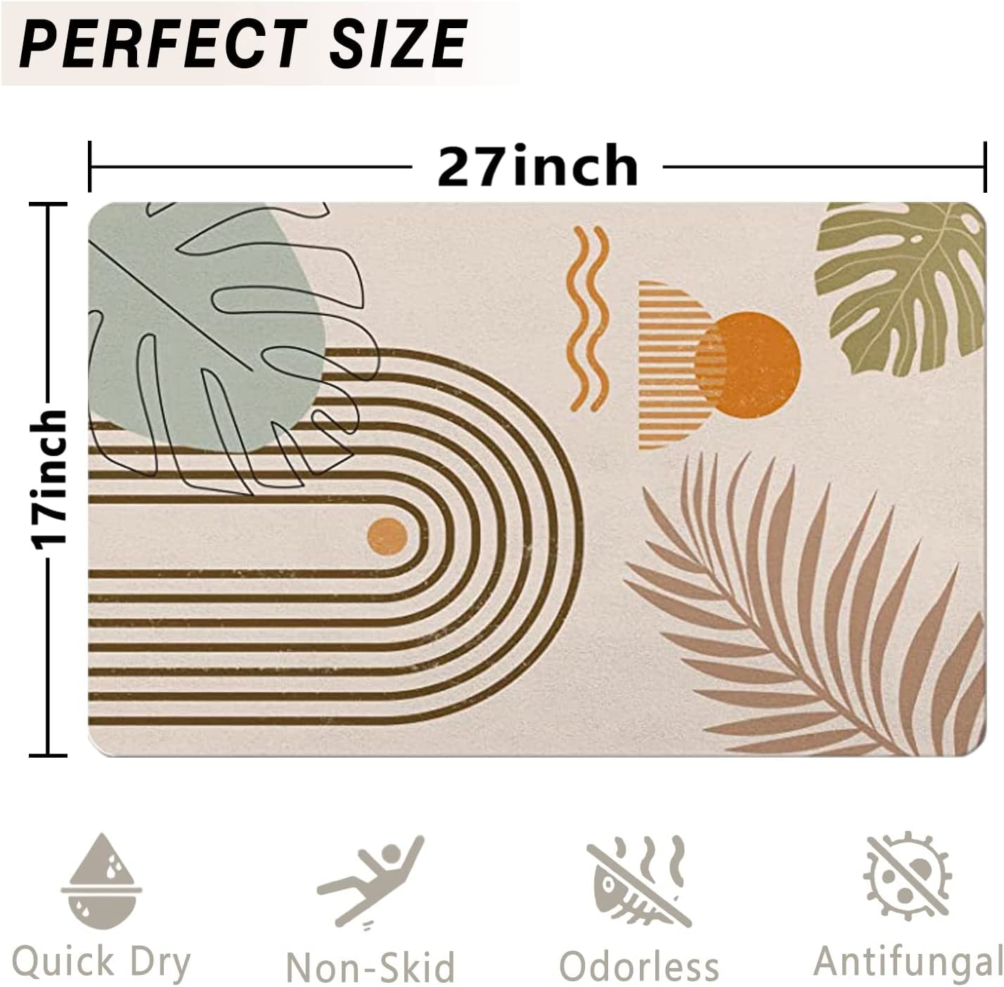 Nutksea Boho Bathroom Rugs Cute Bath Mat Non-Slip Modern Abstract Minimalism Boho Bathroom Mat Soft Machine Washable Boho Floor Mats,17''''x 27''''