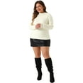 thumbnail image 3 of DARING DIVA Plus Size Crewneck Long Sleeve Basic Knit Pullover Top 1X Beige, 3 of 6