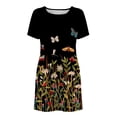 thumbnail image 4 of Babysbule Woman Summer Dresses Women's Casual Plain Loose Short Sleeve Loose Dress Floral Print Sunflower Print Dress, 4 of 8
