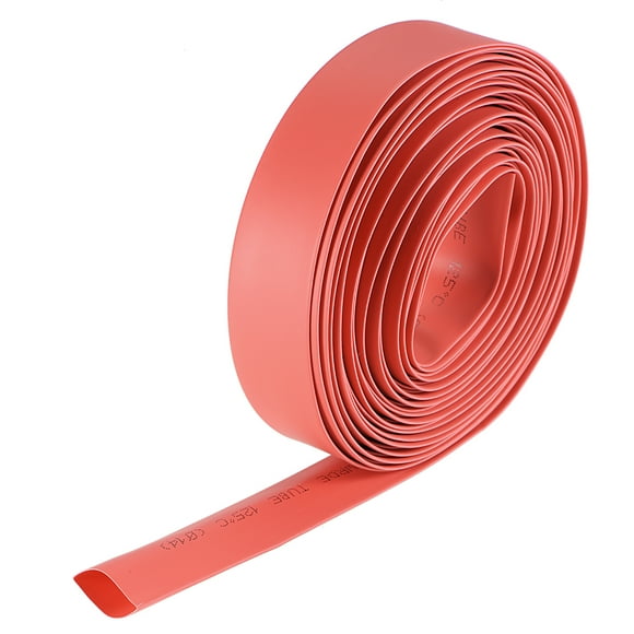 Tube Thermorétractable 14mm Dia 23mm Largeur Plate 2:1 Ratio Manchon de Câble de Tube Rétractable 7M - Rouge