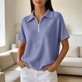 thumbnail image 3 of Otntypg Women's Quarter Zip Short Sleeve Tops Lightweight Casual Waffle Knit Collared Golf Shirts Loose Fit Dressy Textured Pullover Blouse, 3 of 8