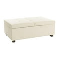 thumbnail image 1 of CorLiving Antonio Premium Faux Leather Deluxe Double Storage Ottoman with Wood Legs, 1 of 9
