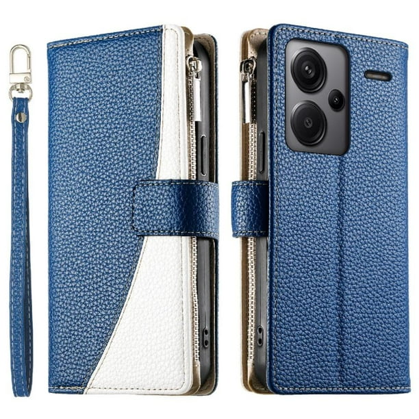 Funda cartera GANGXUN para Xiaomi Redmi Note 13 Pro Plus 5G , cuero PU con tarjetero, cremallera, correa de mano, soporte y protección 1258°