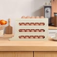 thumbnail image 3 of Egg Holder for Fridge - 4 Tiers Auto Rolling Fridge Egg Organizer, Space-Saving Egg Dispenser Tray, 30 Eggs Fridge Egg Rack Large Capacity Egg Dispenser for Refrigerator (Beige), 3 of 5