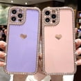 thumbnail image 2 of Funda de teléfono de lujo con diamantes de imitación y corazón de amor para iPhone 12 11 13 14 Pro Max X XR XS Max 7 8 Plus SE 2020 Tan Jianjun unisex, 2 of 2