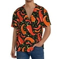 thumbnail image 7 of Lsque Red Hot Chili print Men's Cuban Collar Short Sleeve Shirt Summer Beachwear Casual Button Down Fashionable Vacation Leisure Shirt-3X-Large, 7 of 7
