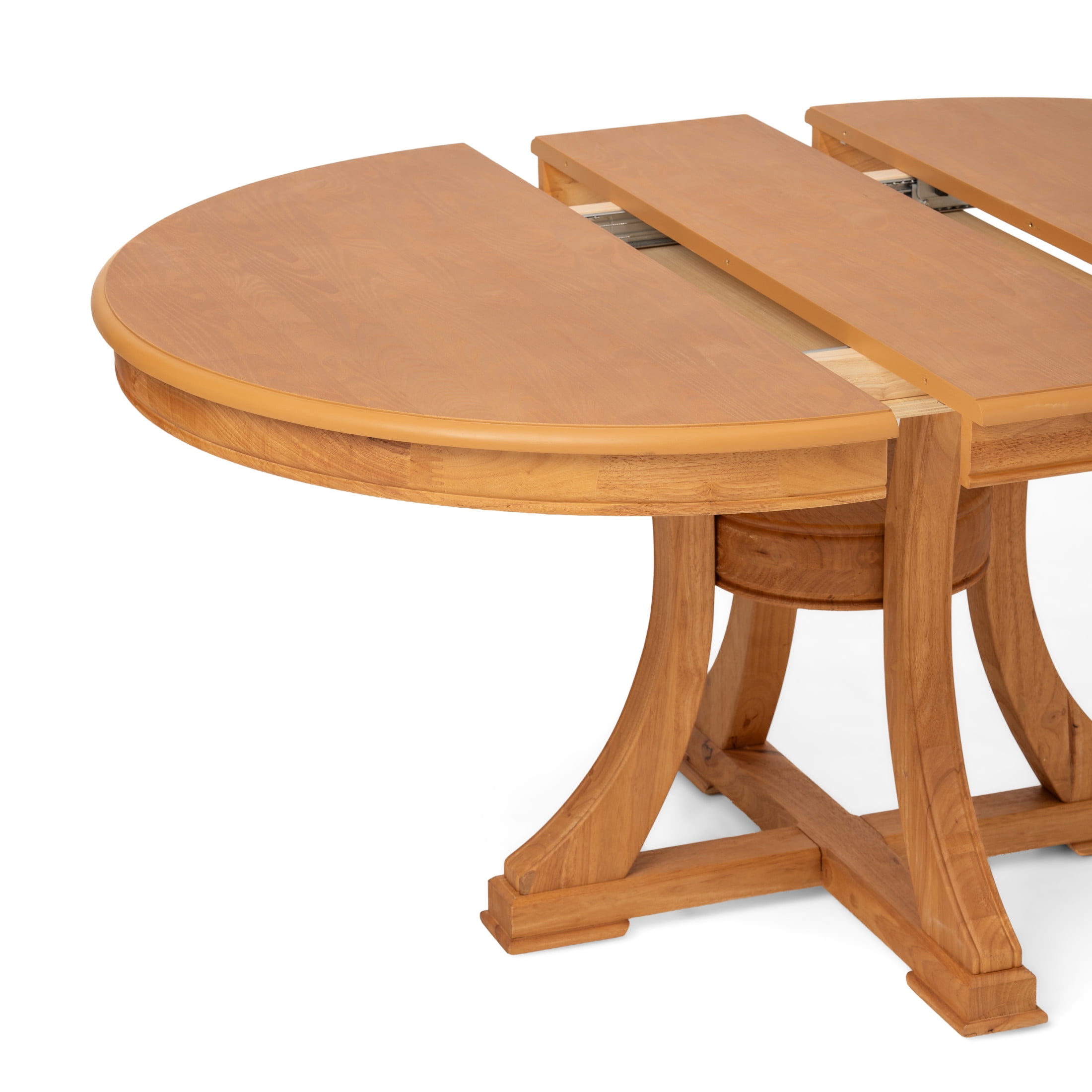 Noble House Sheila 5-Piece Retro Round Dining Set, Extendable Table with 4 Rattan-Back Upholstered Chairs, Natural
