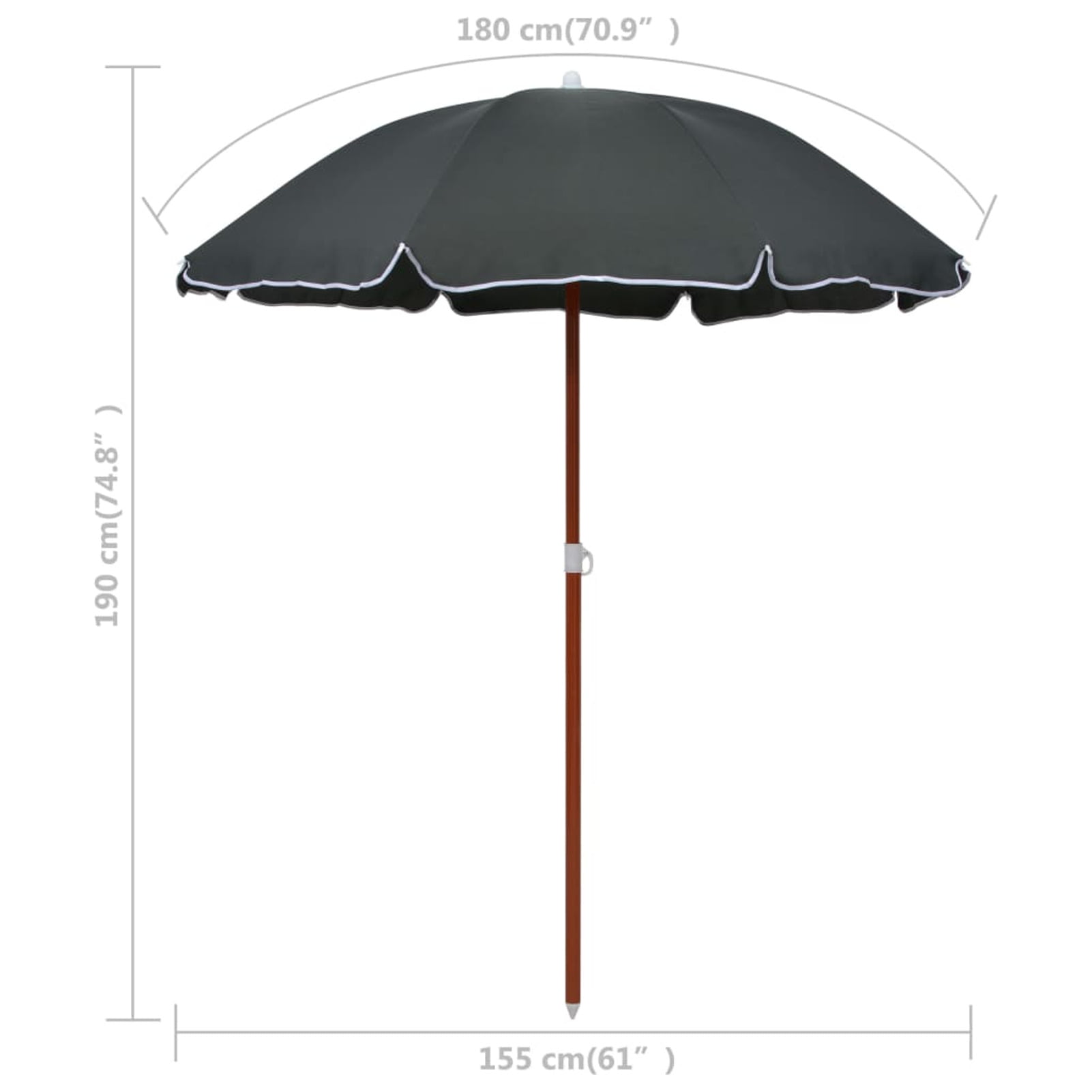 Parasol with Pole 70.9" Anthracite -