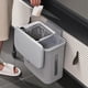 thumbnail image 4 of Cubo de basura portátil colgante para cocina, 9 l, con compartimento, ideal para dormitorio y oficina. Gris, 4 of 9
