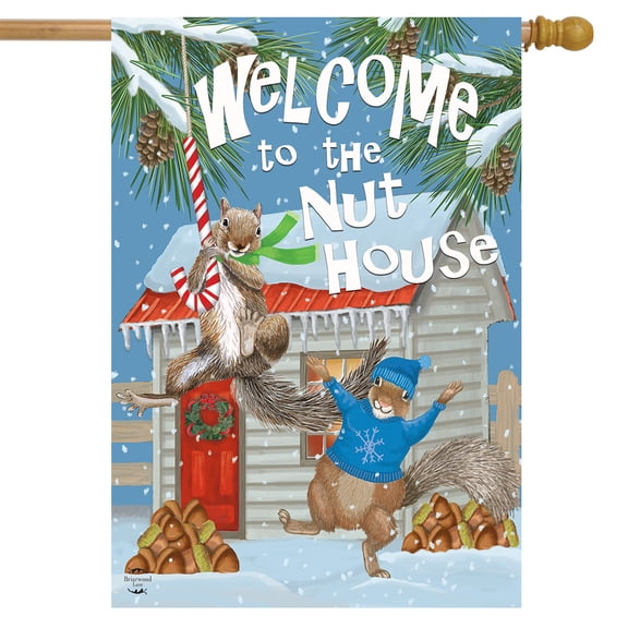 Briarwood Lane Winter Nuthouse Squirrels House Flag