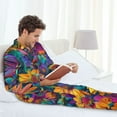 thumbnail image 6 of Sikiie Psychedelic Sunflowers Mens Pajama Set, Soft Warm Long Sleeve Sleepwear, Cozy Button-Down Pjs for Men-X-Large, 6 of 7