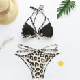 thumbnail image 4 of EGNMCR Bikini Set Women's Fashion Leopard Print Bikini Three-Point Strap Split Swimsuit, 4 of 9