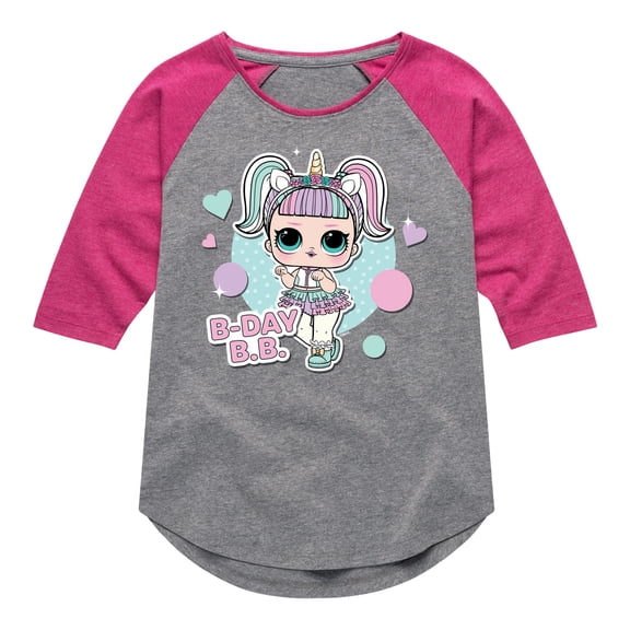 LOL Surprise! Dolls - B-Day B.B. Besties Celebrate Birthdays - Toddler & Youth Girls Raglan Graphic T-Shirt