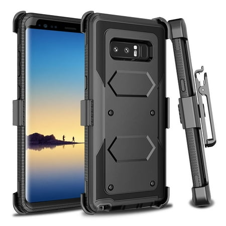 Galaxy Note 8 Case, Mignova Rugged Plastic Heavy Duty Armor Holster Defender Full Body Protective Hybrid Case Cover with Belt Swivel Clip and Kickstand for Samsung Galaxy Note 8