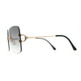 thumbnail image 4 of Womens Rimless Rectangle 90s Designer Sunglasses Gold Smoke, 4 of 4