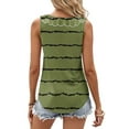 thumbnail image 4 of ZQGJB Sexy Ruffled Trim V Neck Tank Tops for Women Casual Striped Color Block Print Summer Sleeveless Tunic Blouse Loose Fit Dressy Shirts Army Green L, 4 of 6