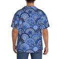 thumbnail image 3 of Uemuo Blue Mandala Harmony Pattern Cotton Linen Short Sleeve Shirts,Casual Lightweight Button Down Shirts,Vacation Beach Summer Tops-3X-Large, 3 of 7