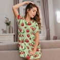 thumbnail image 3 of Fotbe Strawberry Floral Bata de Dormir para Mujer con Estampado, Camisón de Algodón de Manga Corta, Ropa de Dormir Casual, 3 of 6