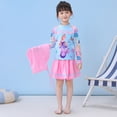 thumbnail image 5 of Girls' Swimsuit 3 Piece Swimsuit Print Long Sleeve Tops with Skirts Sporty Sun Hat for Toddlers Children Swimwear, 5 of 7
