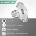 thumbnail image 4 of Uxcell 1-Pack Tri Abrazaderas Sanitarias de 2 pulgadas a Rosca Masculina NTP de 3/4 de pulgada Accesorio de Tubería Hexagonal de Acero Inoxidable Ferrule OD 64mm, 4 of 7