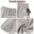 thumbnail image 6 of WellSize Plus Size Lace Shorts for Women Summer Drawstring Elastic Waist Short Pants with Pockets, 6 of 8