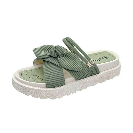 

TTQLVZJGSE Women s Simple Summer Comfortable Lightweight Flat Bottom Slope with Casual Sandals Bow Knot Platform Soft Sole Comfort Flip Flop Beach Sandals Shoes