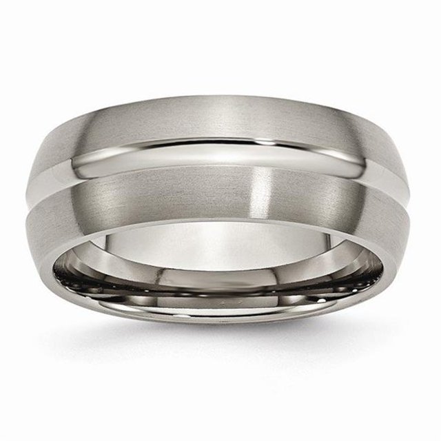 8 mm Titanium Grooved Brushed & Polished Band - Size 11.5