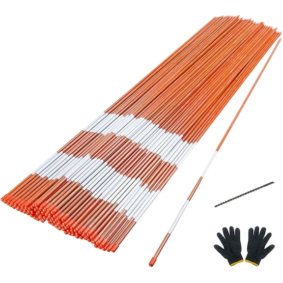 Bibana 100PCS 48 Inch Snow Stakes 5/16 Inch Dia Reflective Driveway Poles Fiberglass Driveway Marker with Reflective Tape for Easy Visibility at Night