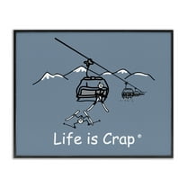 Stupell Industries Falling Ski Lift Novelty & Humor Painting Black Framed Art Print Wall Art, 14 x 11