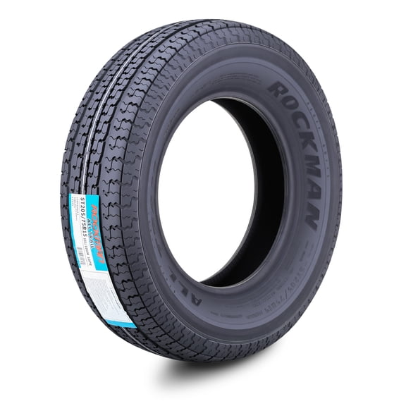 ROCKMAN Heavy Duty Trailer Tire ST205/75R15 10-Ply Load Range E 111M 2400lbs Steel Belted Radial 11172, Set1