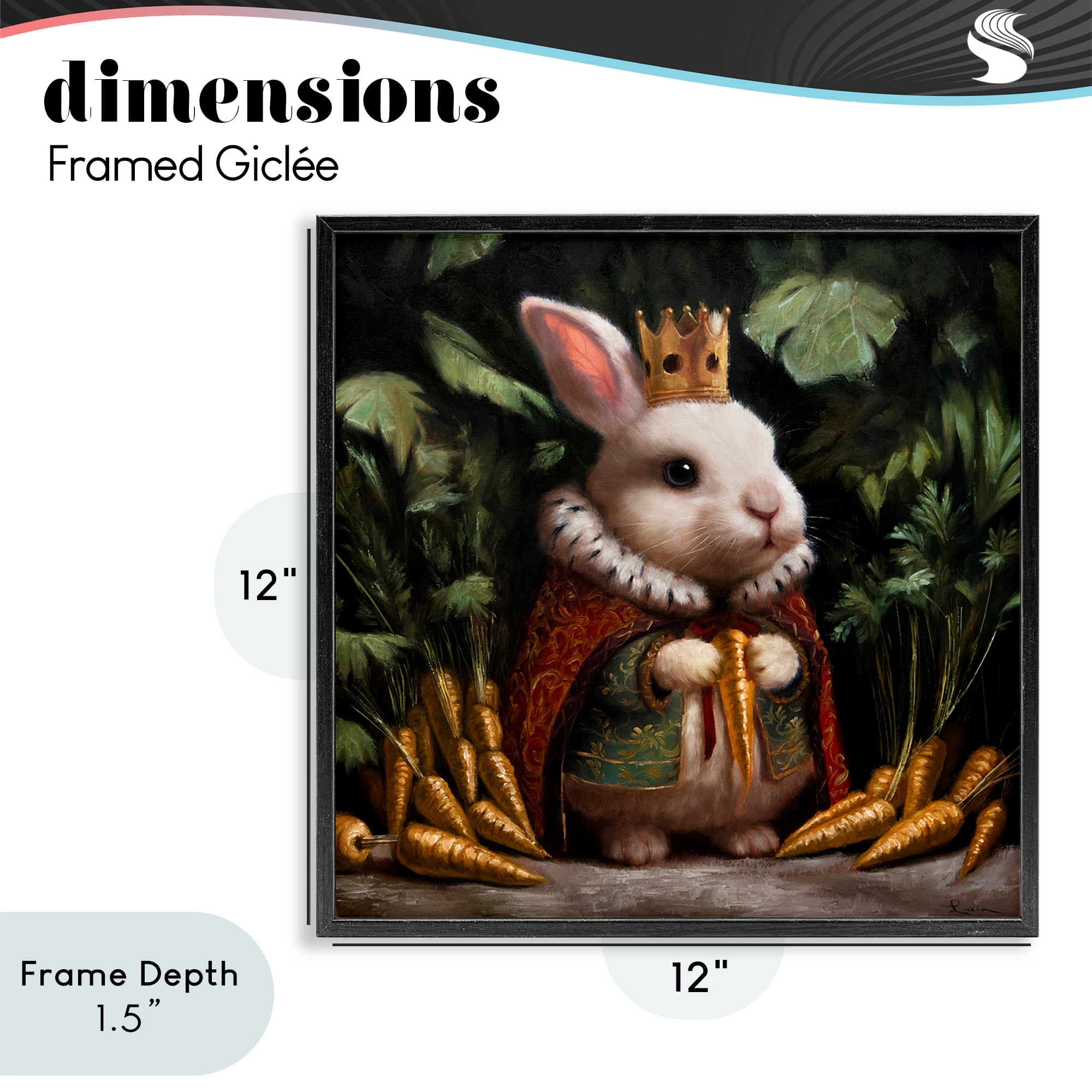 Stupell Industries Carrot Gold Royal Rabbit Black Framed Giclee Art, design by Lucia Heffernan