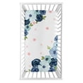 thumbnail image 3 of Sweet Jojo Designs Watercolor Floral Navy Blue Pink and White Photo Op Fitted Crib Sheet, 3 of 4