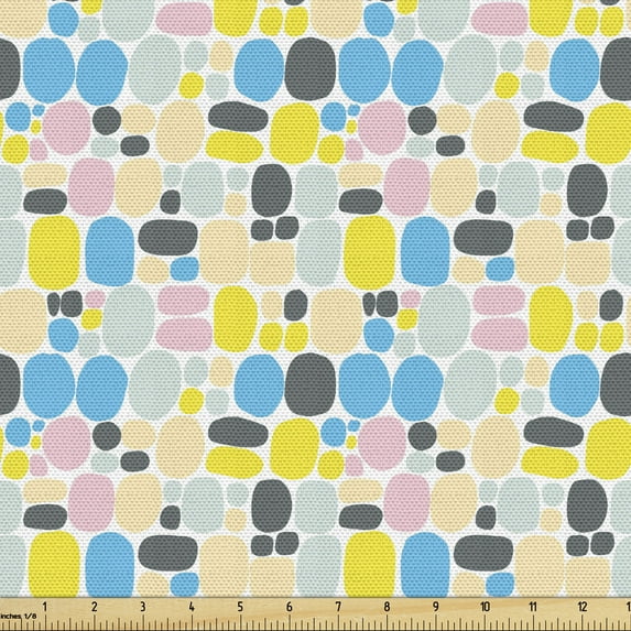 Vibrant Sofa Upholstery Fabric by the Yard, Continuous Sketchy Circles Modern Abstract Style Print, Decorative Fabric for DIY & Home Accents, 5 Yards, Multicolor by Ambesonne