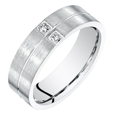 Men's 0.06 ct Diamond Accent Wedding Band Ring in Sterling Silver (J-K, SI1-2)