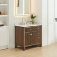 thumbnail image 2 of Cerrito 36" Wood Vanity in Brown Brushed Oak Engineered Stone Top no Mirror, 2 of 14