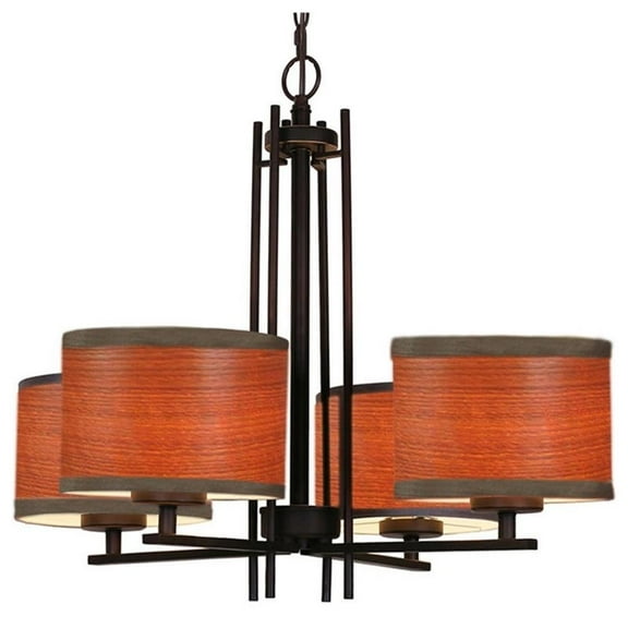 Woodbridge Lighting Hudson 4-light Metal & Veneer Chandelier in Bronze/Brulee