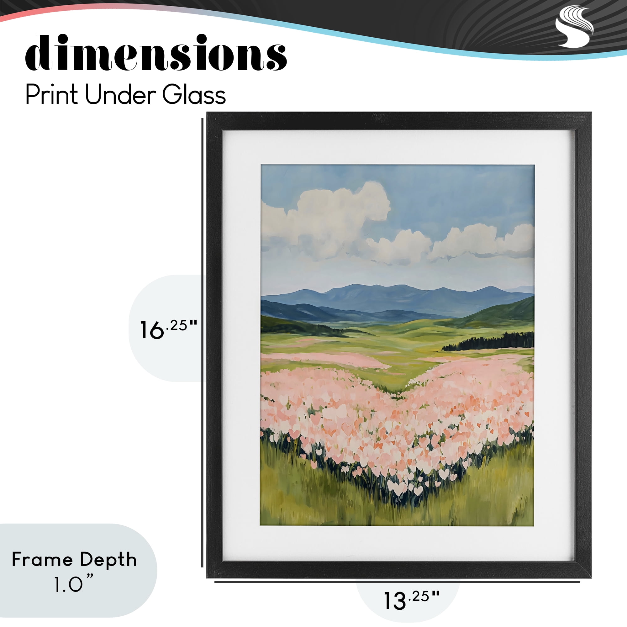 Stupell Industries Heart Shaped Flower Field Black Framed Print Under Glass, design by The Prints Vibe