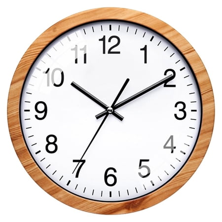 Tizuqe 10inch Contemporary Solid Wall Clock,Creative Round Non Ticking Glass Cover Battery Operated Wall Clocks Home Decor