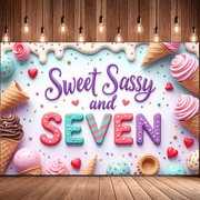 Yatrandify Ice Cream Theme Sweet Birthday Banner Candy Cone Decorative Backdrop for Kids Party Celebration Decoration Event