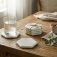 thumbnail image 2 of 4Pc White Marble Hexagon Coaster 4X4", 2 of 3