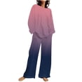 thumbnail image 2 of Tops for Women Women's 2 Piece Outfits Sweater Set Knit Pullover Tops High Waisted Pants Sweatsuits Lounge Set Ndbuld Black 2XL, 2 of 5
