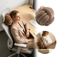 thumbnail image 2 of Velvet Round Throw Pillow Knot Decor for Sofa Bed Living Room Khaki 27x27cm, 2 of 6