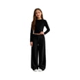 thumbnail image 7 of CCRFTGI Girls Pants 10-12 Corduroy Baggy Cute High Waist Pants Trendy Straight Adjustable Loose Spring Day Streetwear with Pockets Black 12-13Y, 7 of 7