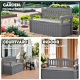 thumbnail image 4 of Flamaker 80 Gallon Storage Bench Outdoor Indoor, Durable All-Weather Seating with Hidden Storage, Lockable Deck Box for Garden, Patio, Poolside (Grey), 4 of 7