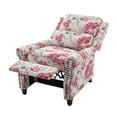 thumbnail image 6 of DREAMSIDEA Manual Recliner Chair Push Back Upholstered Mid Century Armchair Fabric Sofa Home Theater Couches with Trim Wood Legs Reading Seat for Living Room, Flower, 6 of 10