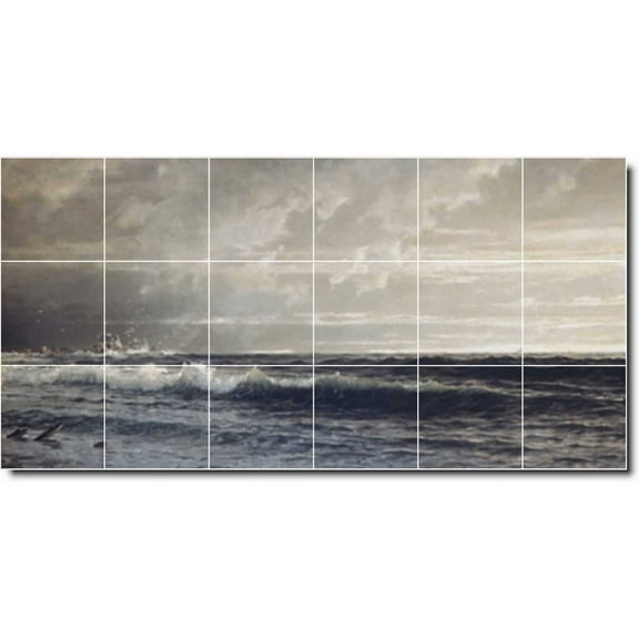Ceramic Tile Mural-William Richards Waterfront Painting 440. 25.5" w x 12.75" h using (18) 4.25 x 4.25 ceramic tiles