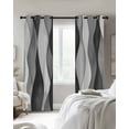 thumbnail image 3 of Fsddascl Gray Stripes Blackout Curtains for Bedroom/Living Room, Thermal Insulated Kitchen Curtains, Vintage Farmhouse Greyish Ripple Pattern Grommet Darkening Window Treatment Drapes 42"x63"x2, 3 of 8