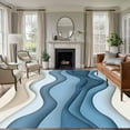 thumbnail image 2 of 5x7 Area Rugs, Blue Beige Ombre Non-Skid Rubber Backing Large Rectangle Rugs - Living Room Bedroom Home Office, Modern Abstract Moire Art Geometric Indoor Floor Mat Carpets Washable Rug, 2 of 9